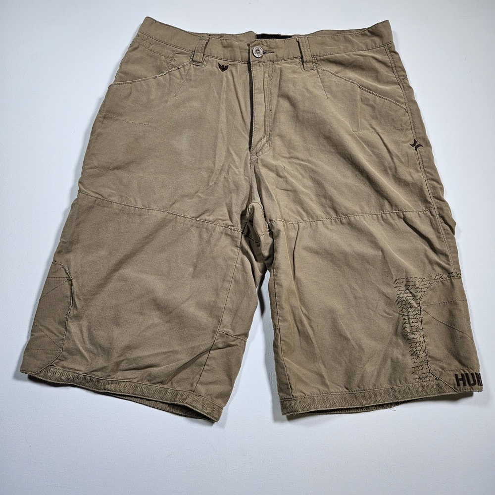 Hurley Mens 32‎ Tan Khaki Cargo Walk Shorts Casual Surf